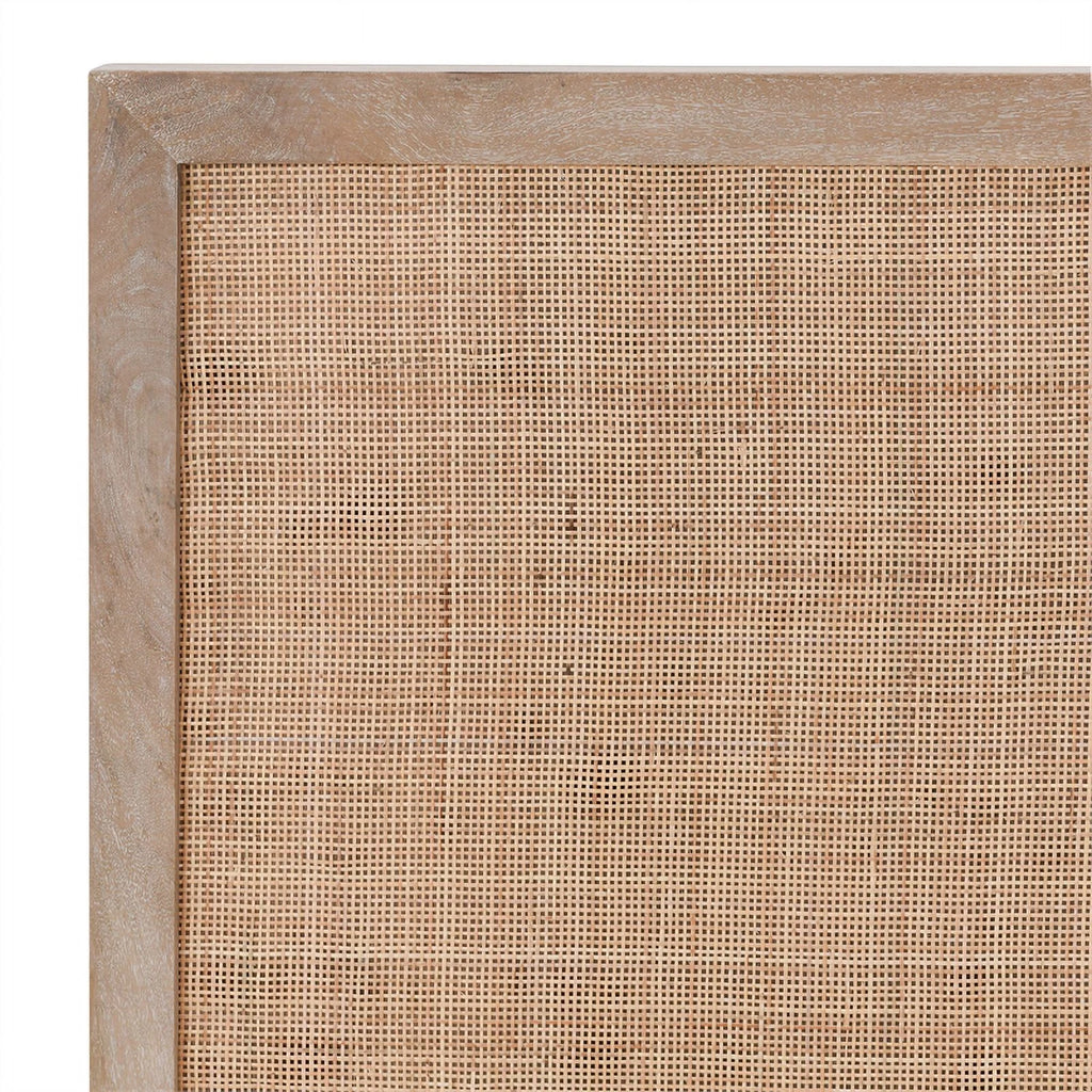 Queen Bed Open Weave Caning Solid Mango Wood Taupe O6996