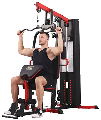 Multifunctional Home Gym Workout Station with 122.5LB Weight Stack P72512