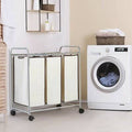 Silver 3-Bag Laundry Sorter Cart Q880