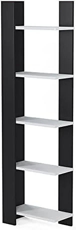 White 5-Corner Unit Display Shelves and Wooden Bookcase Q825
