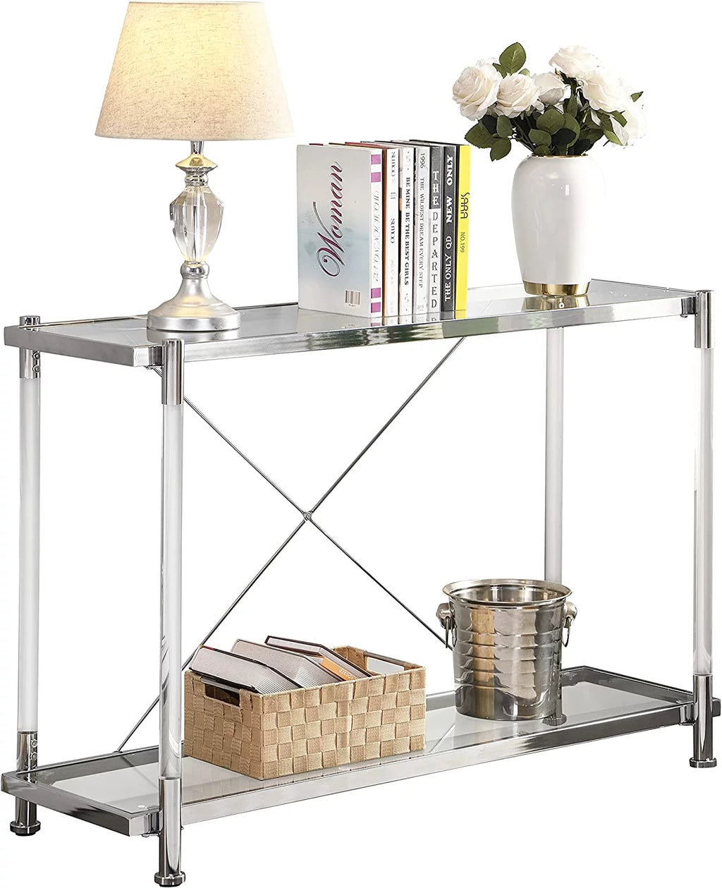 Glass Console Tables with Metal Frame E1080