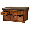 Storage Bench with Baskets in Antique Oak A833
