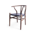 Black Faux Leather and Elm Wood Wishbone Chair L294347