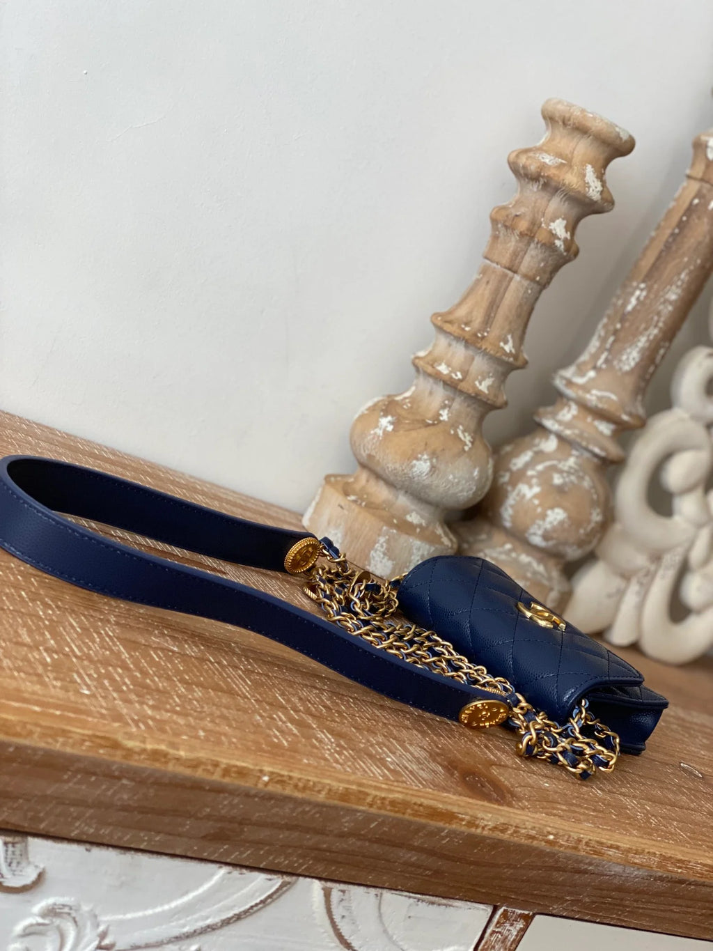 Blue Clutch With Chain B498