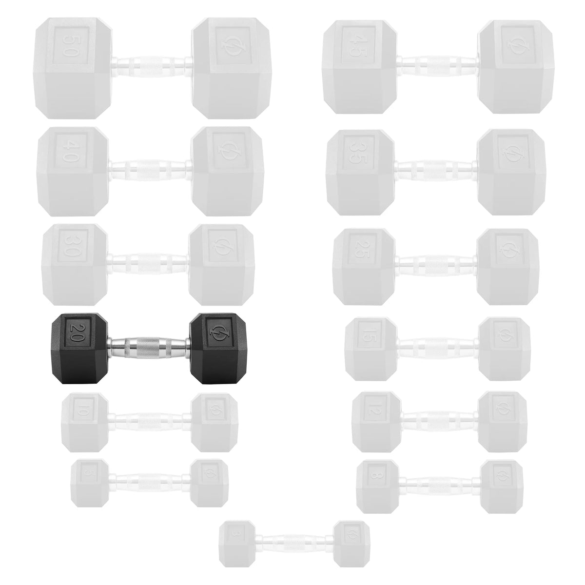 45 lb Pair Rubber Coated Hex Dumbbell O373267