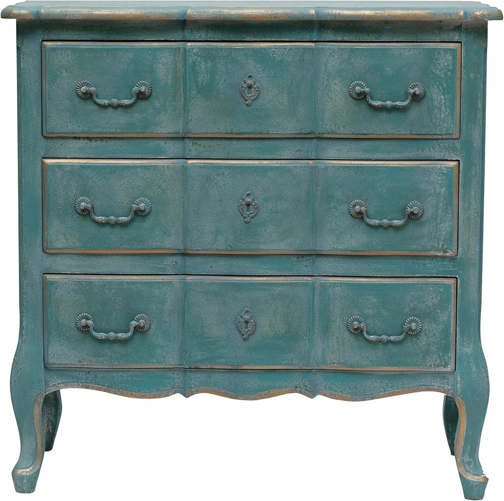 Distressed Blue 3 Drawer Wood Dresser U625