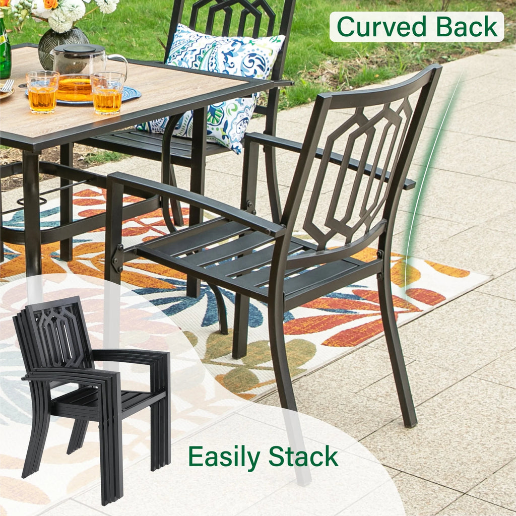 7 Piece Patio Dining Set Metal Table and Chairs Z9752