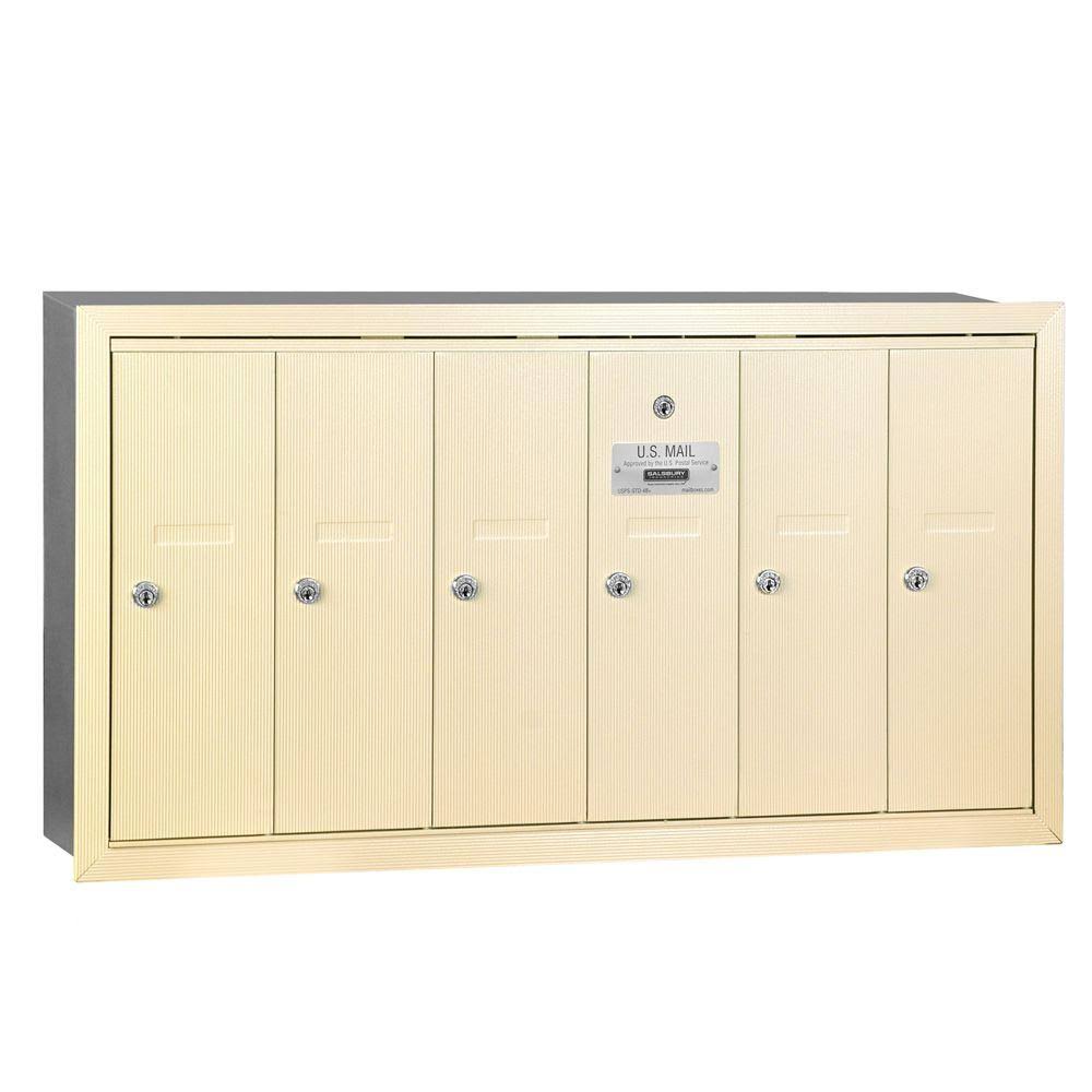 Vertical Mailbox 6 Doors Sandstone Recessed Mounted M526498