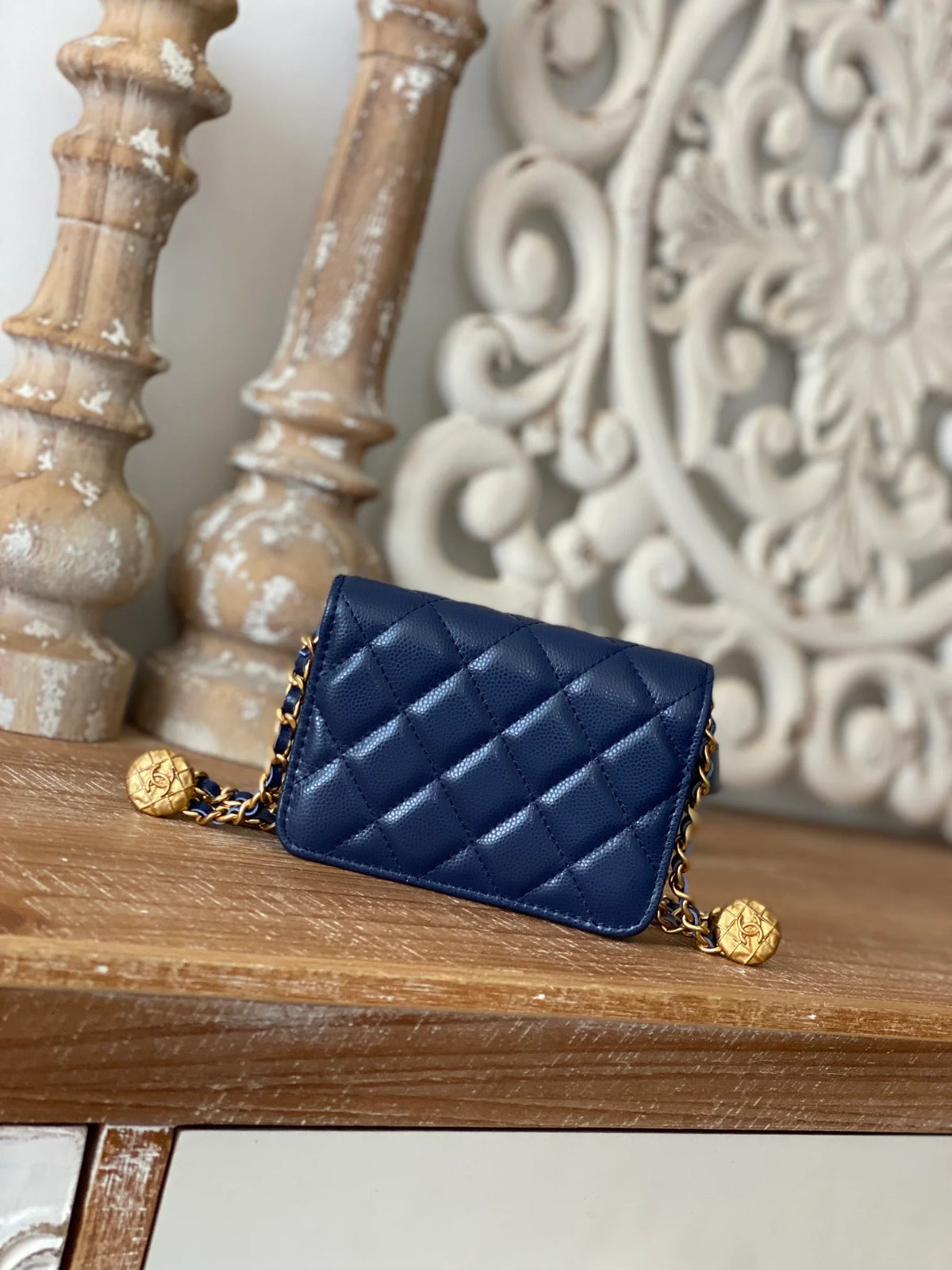 Blue Clutch With Chain B498