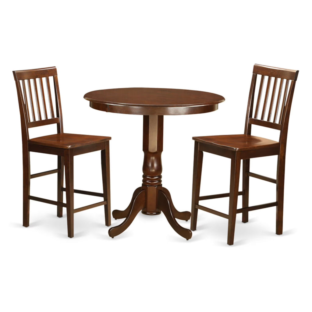 3-piece Pub Table and Dining Chair Set in Mahogany W75404