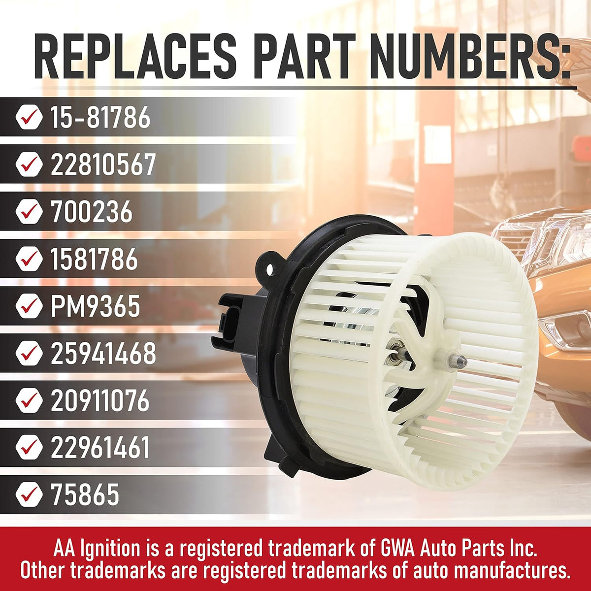 AC Heater Blower Motor with Fan, Pack of 2 B640480