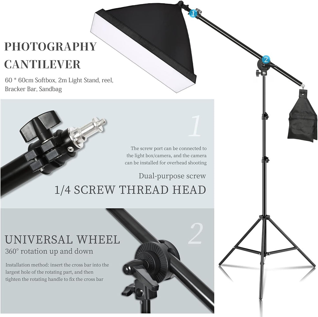 Photographic Umbrella Soft Box Lighting Kit with Cantilever Soft Box, 2m Light Stand, 2-in-1 Reflector V785