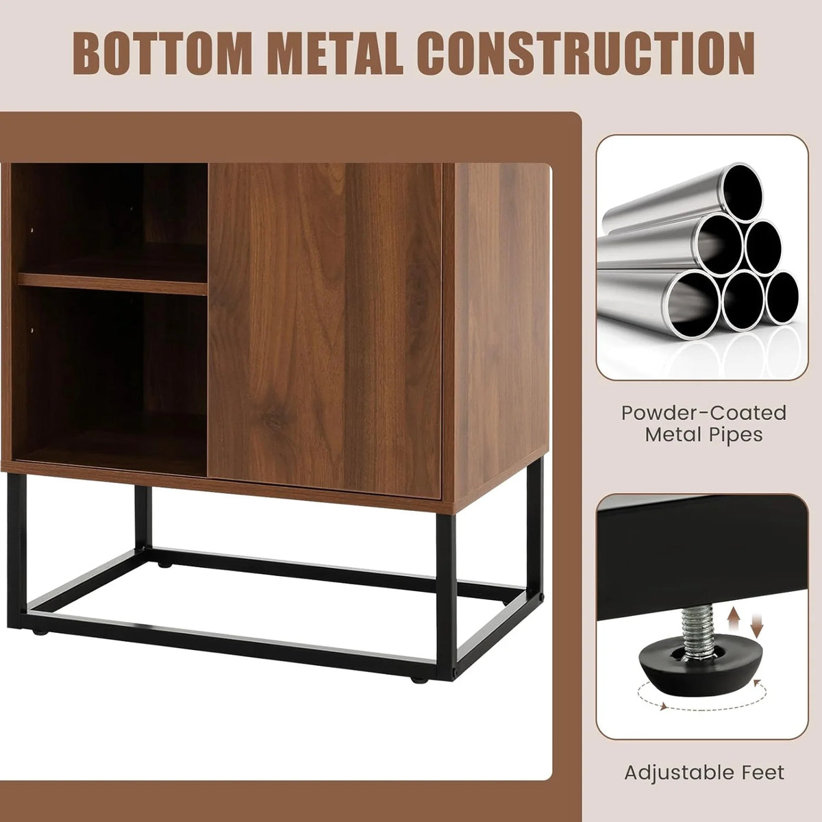 Wine Cabinet Sideboard Buffet Cabinet with Tempered Glass Top Sliding Door Freestanding Wine Rack Table P13424