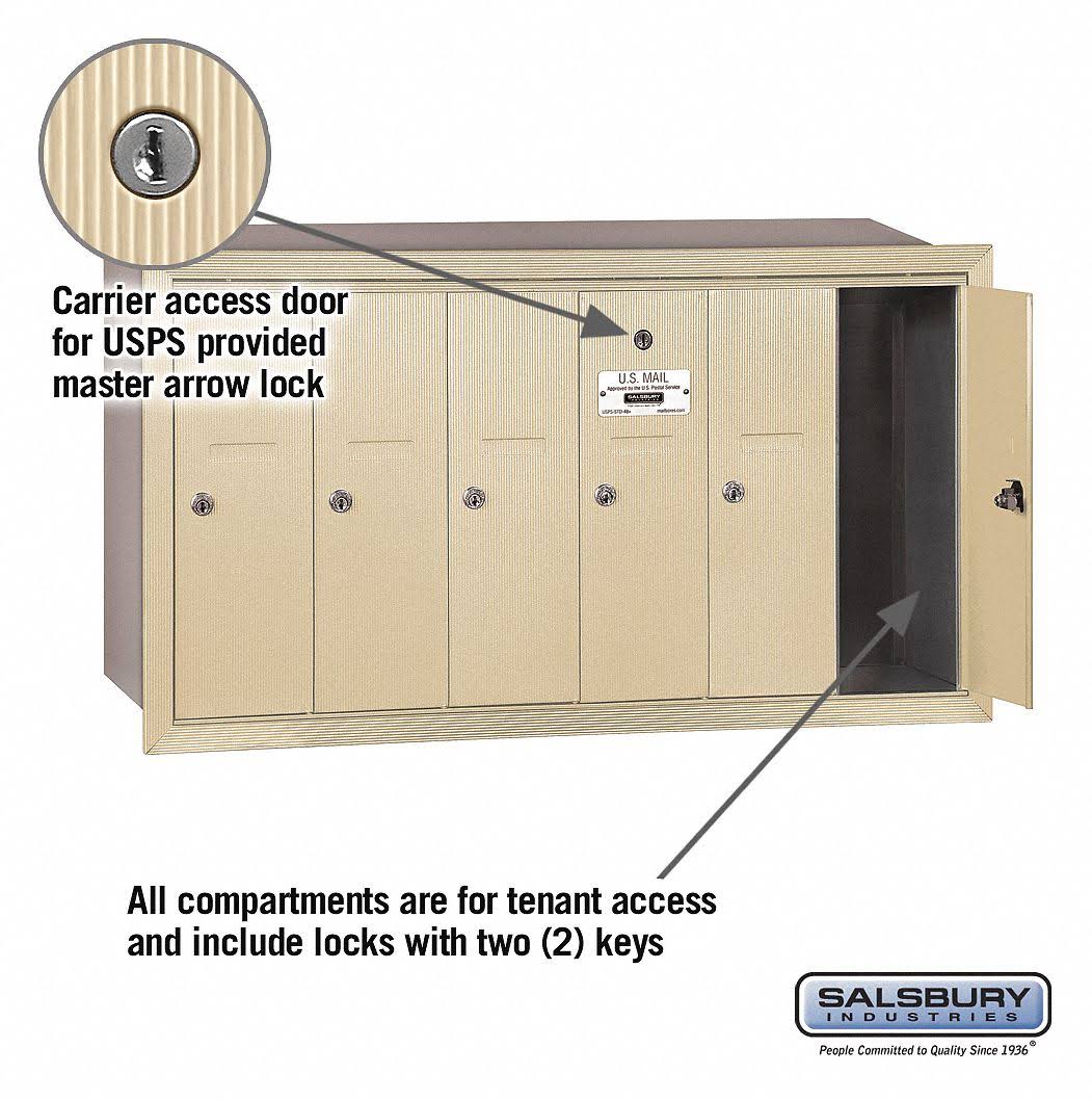 Vertical Mailbox 6 Doors Sandstone Recessed Mounted M526498