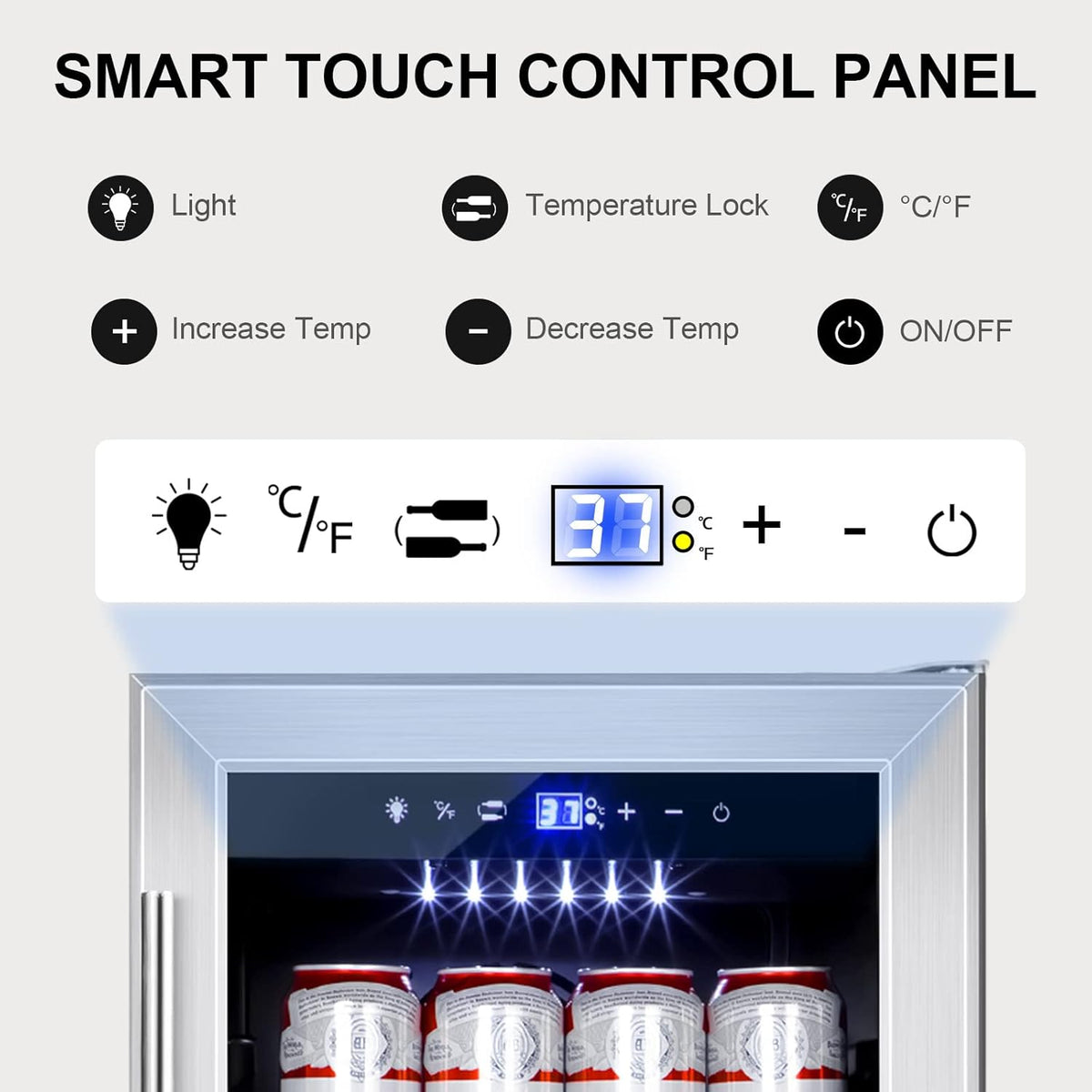 Mini Fridge 15 Inch Beverage Refrigerator Cooler, 130 Can, Glass Door G45120
