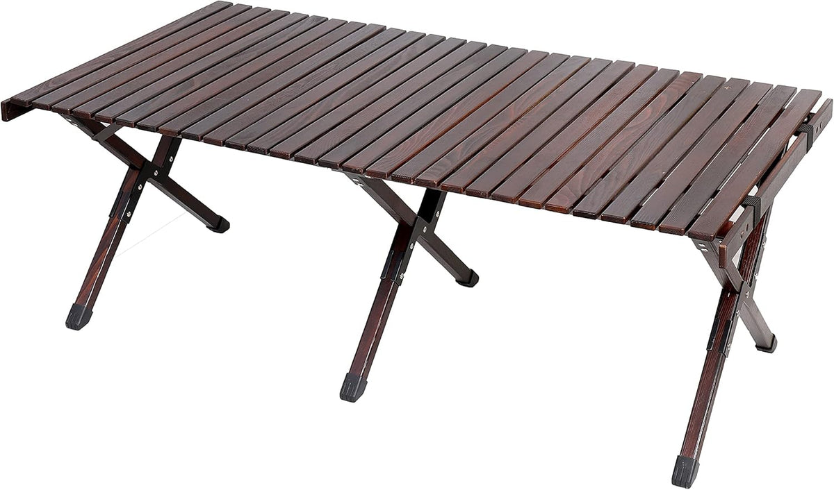 Wood Portable Foldable Camping Table with Carry Bag, Walnut, Small K412164