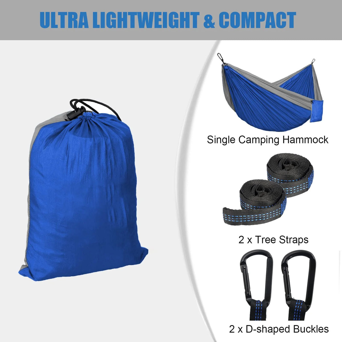 Lightweight Nylon Parachute Camping Hammock with Tree Strap and Carabiner J100269