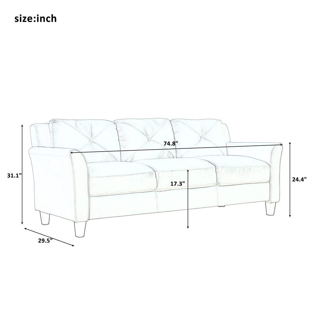 Grey 3 Piece Button Tufted Sectional Sofa Set D222832