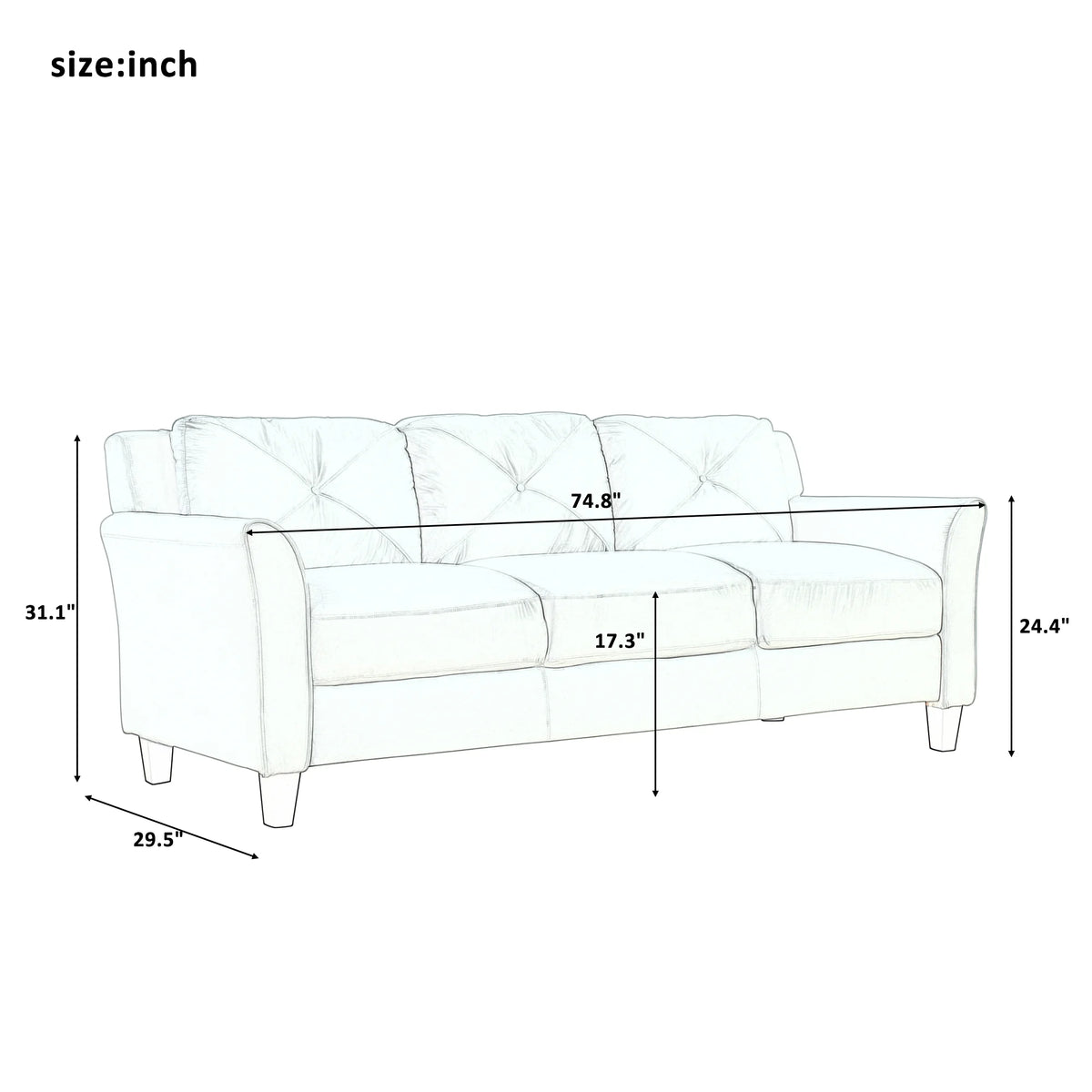 Grey 3 Piece Button Tufted Sectional Sofa Set D222832