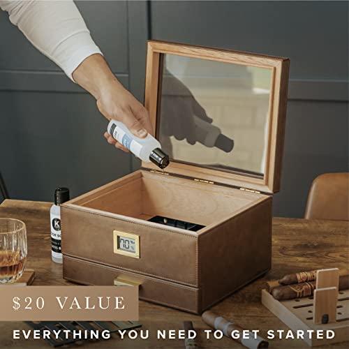 Glass Top Humidor with Cedar and Digital Hygrometer S365123