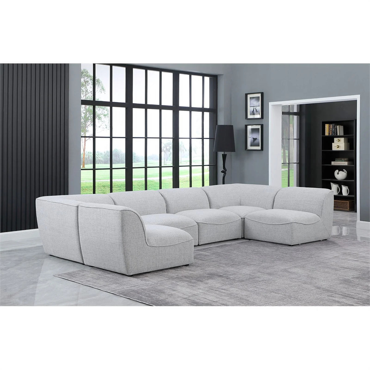 Grey Linen Textured Modular Sectional J358800