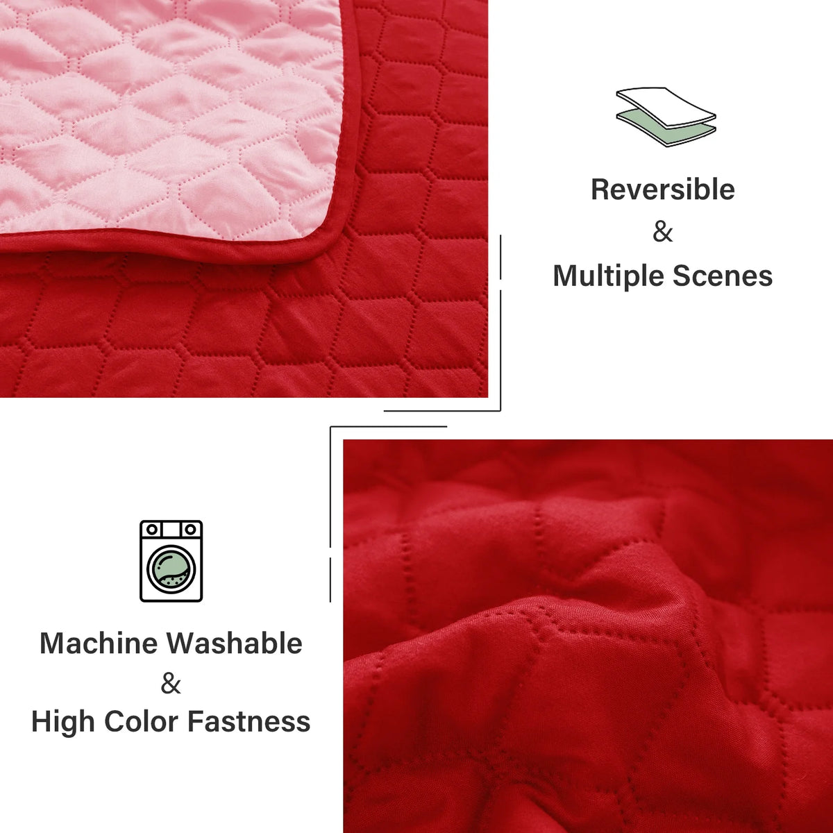 Reversible Twin Quilt Bedding Set with Pillow Sham W93568