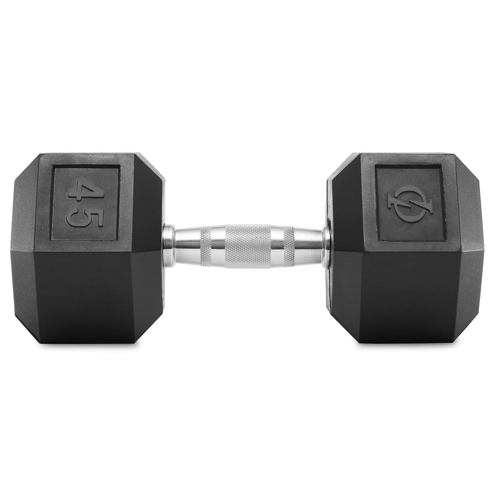 45 lb Pair Rubber Coated Hex Dumbbell O373267