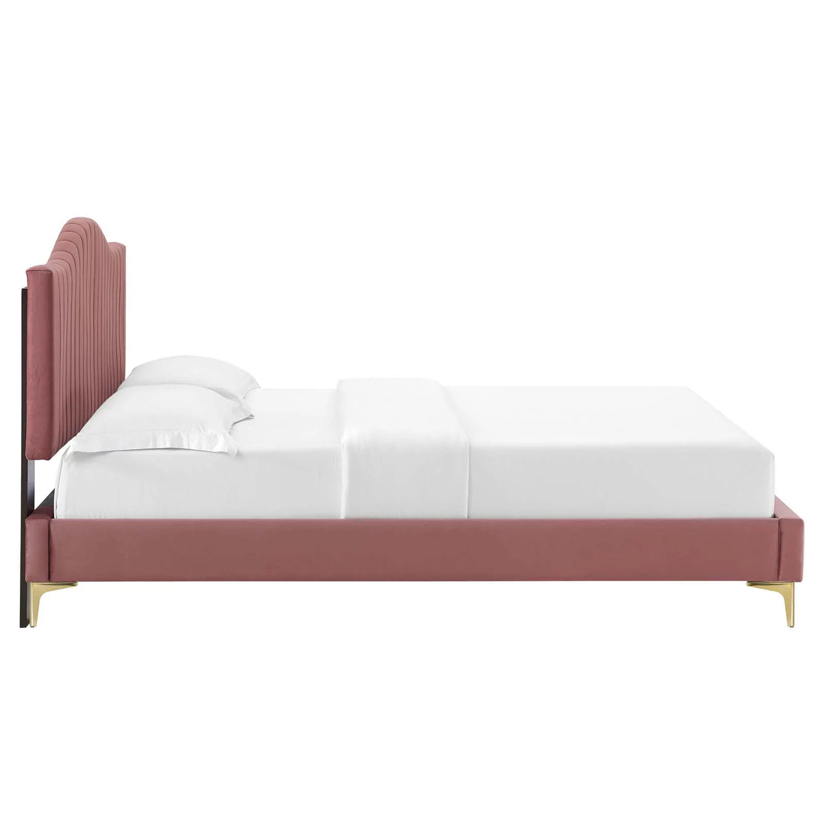 Pink Velvet Tufted Twin Size Platform Bed Frame N496637