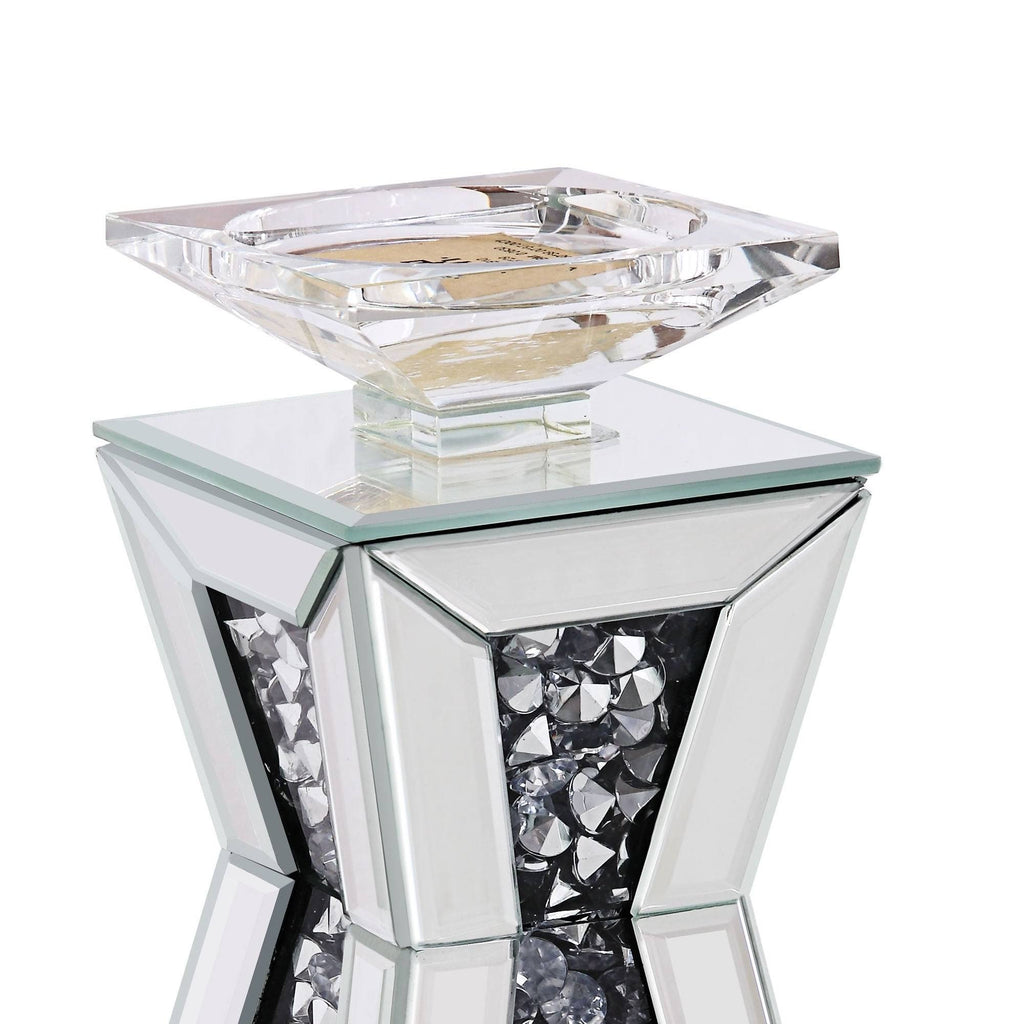 Clear Glass and Wood Candle Holder, Set of Two R9858
