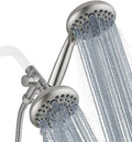 High Pressure Dual Shower Head Combo with 72 Inches Stainless Steel Hose, 3-Way Brass Diverter, Brushed Nickel, Pack of 2 T3520