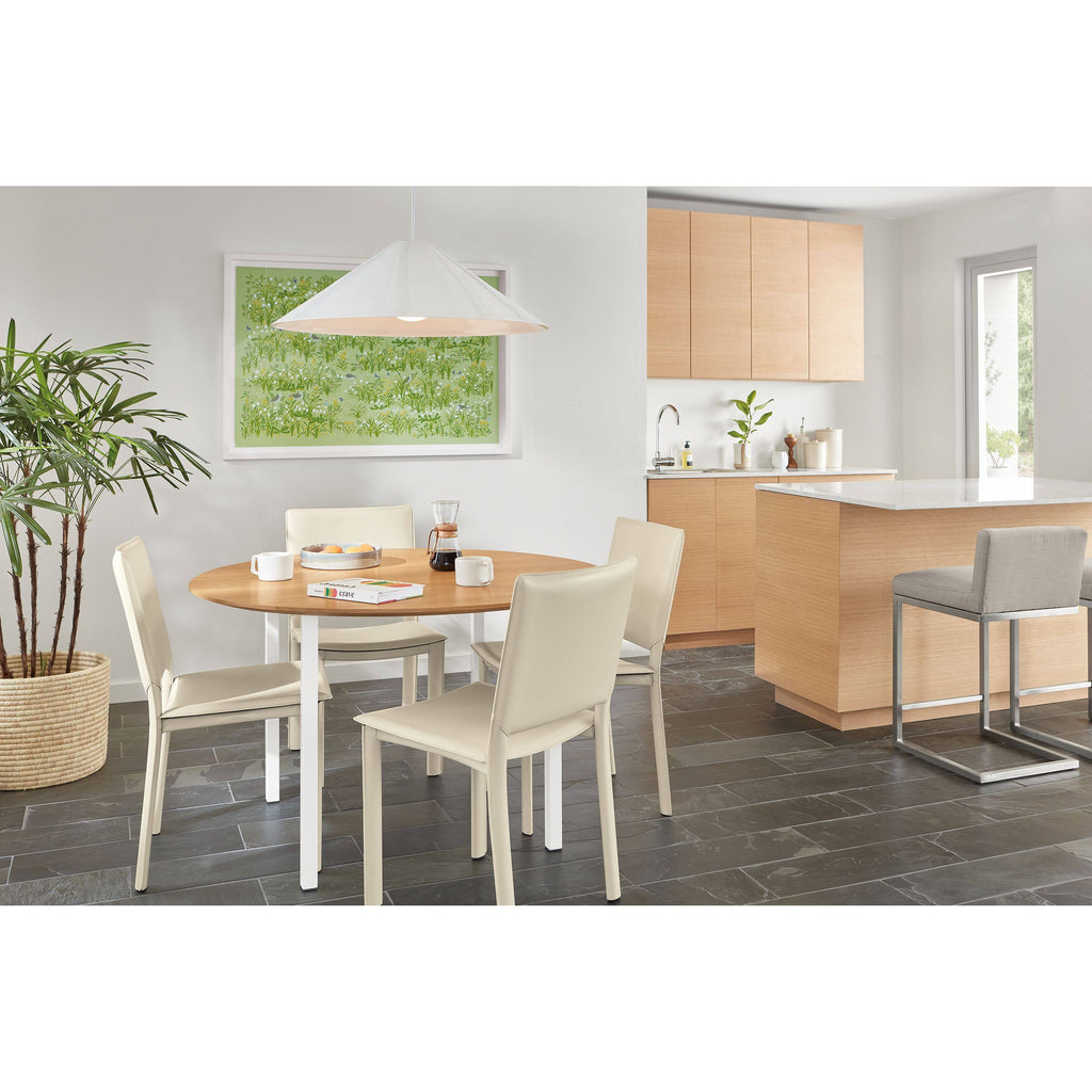 Maple Top Round Table with White Base A40146