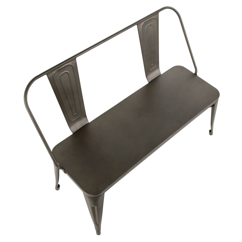 Industrial Metal Bench (Vintage White) Z543989