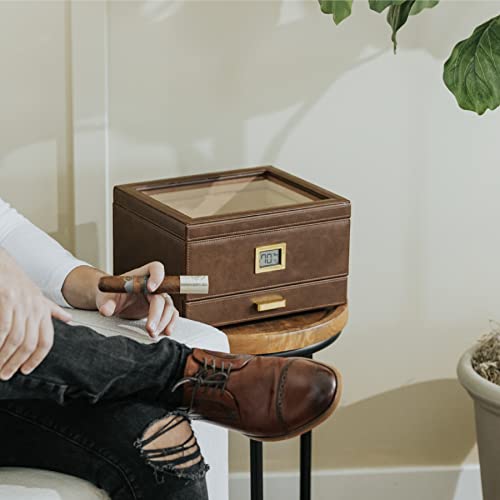 Glass Top Humidor with Cedar and Digital Hygrometer S365123