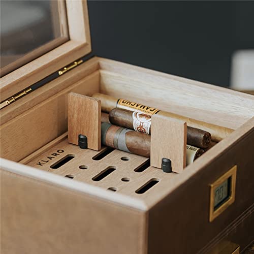 Glass Top Humidor with Cedar and Digital Hygrometer S365123