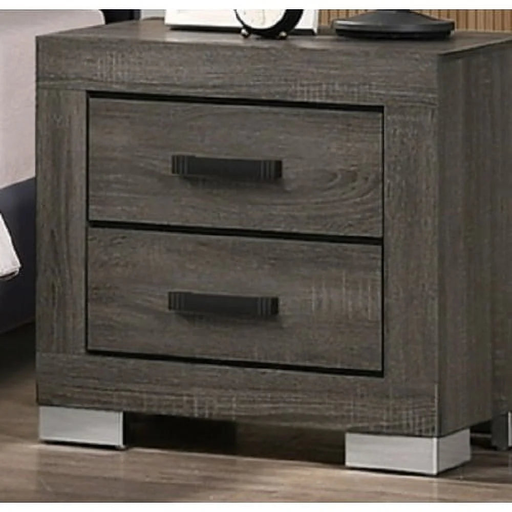 Wooden Nightstand with Drawers Grey S794932