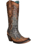 Almond Laser Embroidery Zip Up Boots N344176