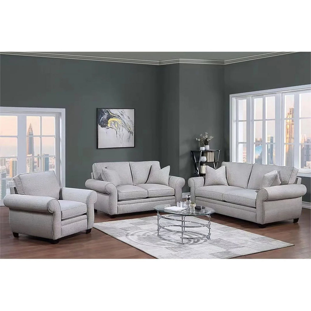 Cream Fabric Loveseat with Rolled Arms B830