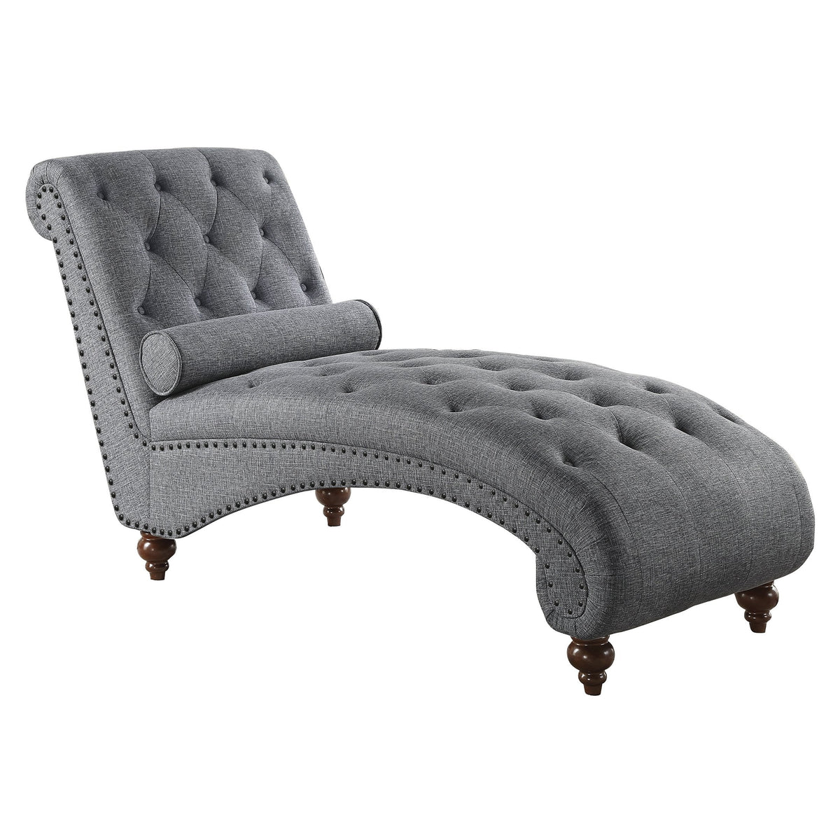Gray Microfiber Tufted Chaise Lounge R36992