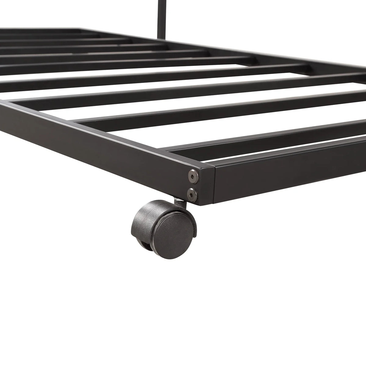 Black Metal Bed Frame with Rollers Q7246