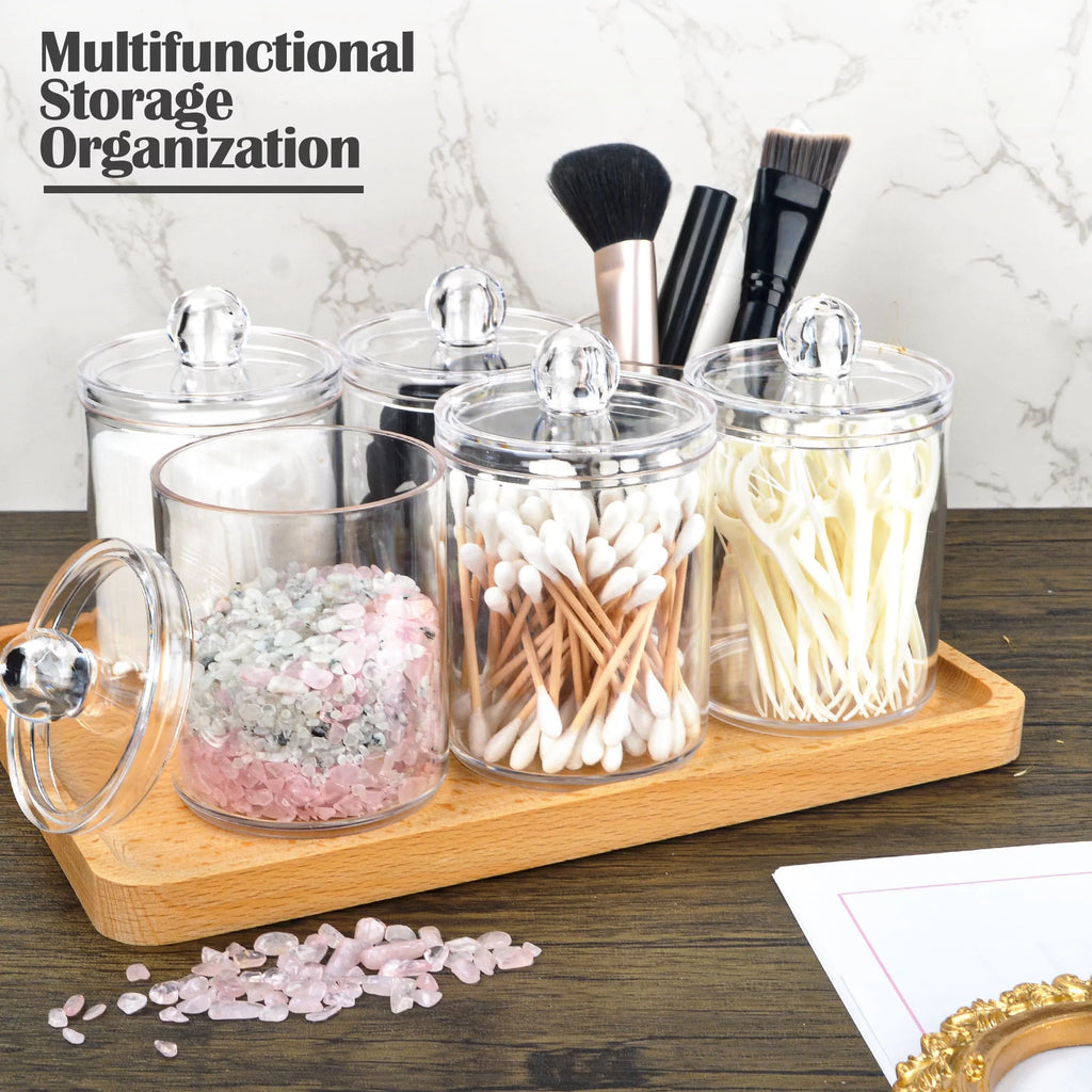 6 Pcs Cotton Swab Ball Pad Holder Clear Makeup Organizer S593549