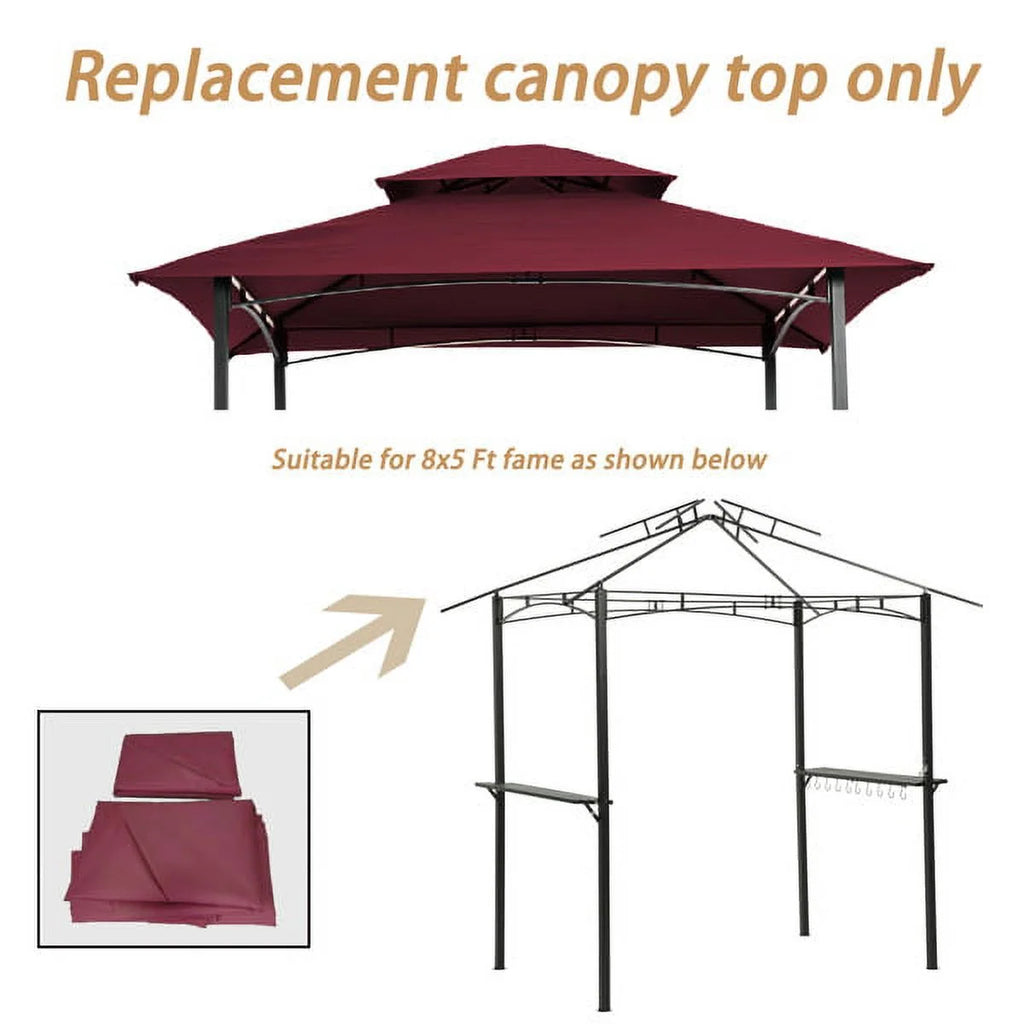 Burgundy Double Tiered Grill Gazebo Replacement Canopy Q83604