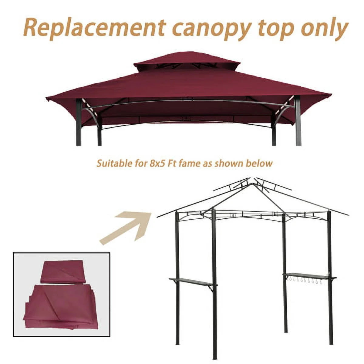Burgundy Double Tiered Grill Gazebo Replacement Canopy Q83604