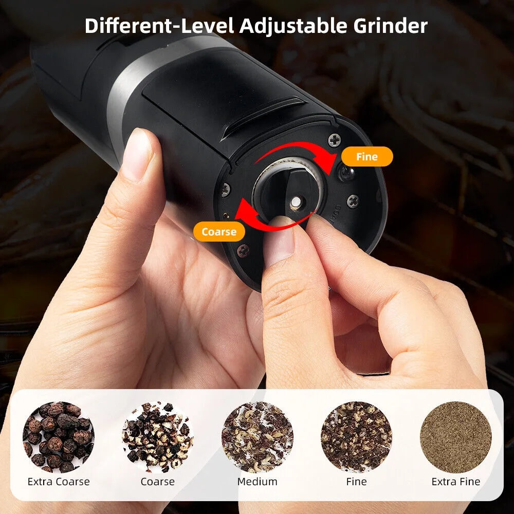 Electric Black Salt & Pepper Grinder USB Mill Z1287