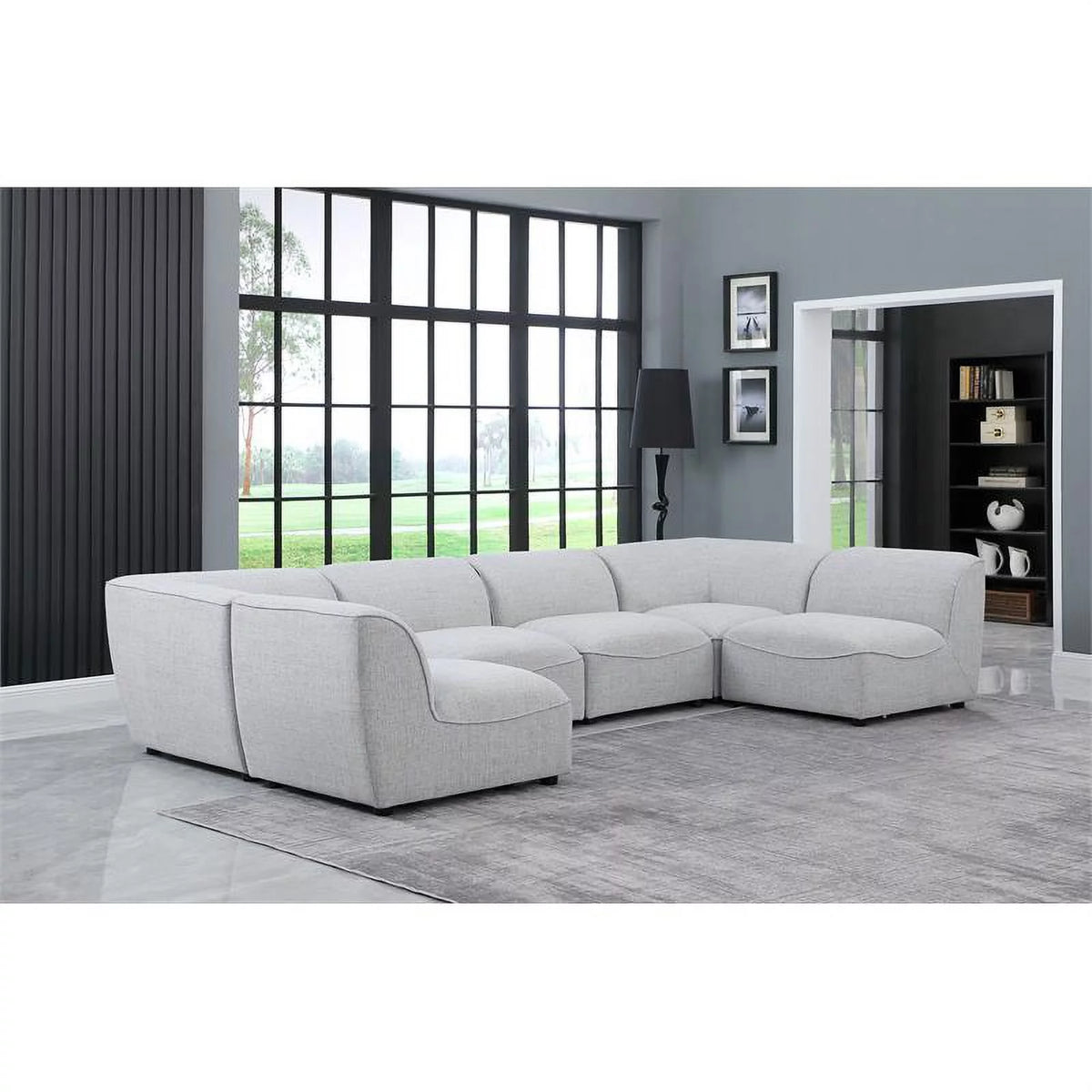 Grey Linen Textured Modular Sectional J358800
