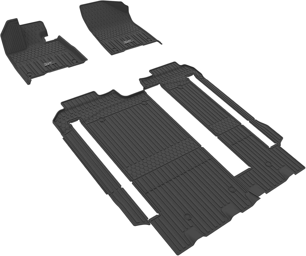 TPE All Weather Custom Fit Floor Liner for Toyota Sienna 8 Seat Full Set, Black Q804317