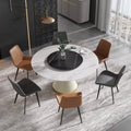 White Sintered Stone Round Dining Table with Black Slate Turntable Y312