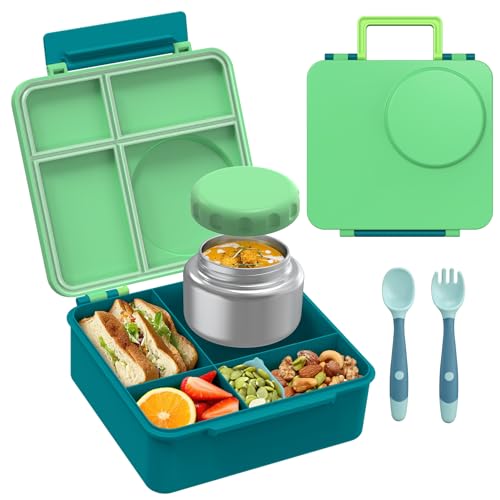 8oz Leak-Proof 4 Compartment Bento Lunch Box Set with Thermo Food Jar and Insulated Bag F819