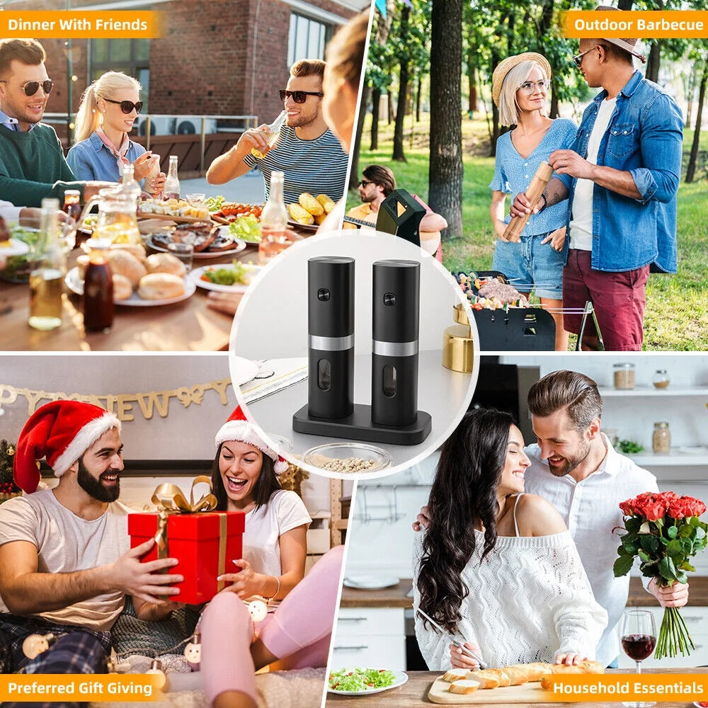 Electric Black Salt & Pepper Grinder USB Mill Z1287