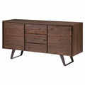 Distressed Charcoal Brown Solid Acacia Wood and Metal Sideboard Buffet D559073
