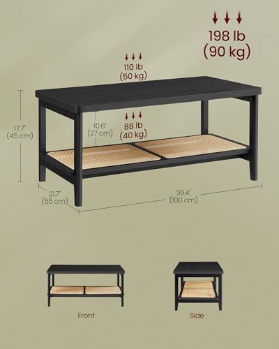 2-Tier Coffee Table with PVC Rattan Storage Shelf C8316
